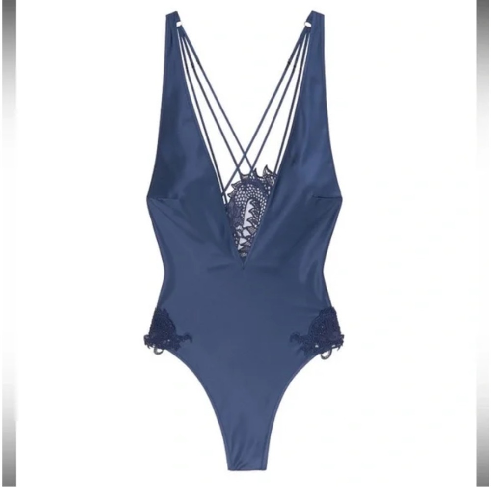 NWT Victoria's Secret Navy Lace Lingerie One piece thong sexy Valentine’s Day